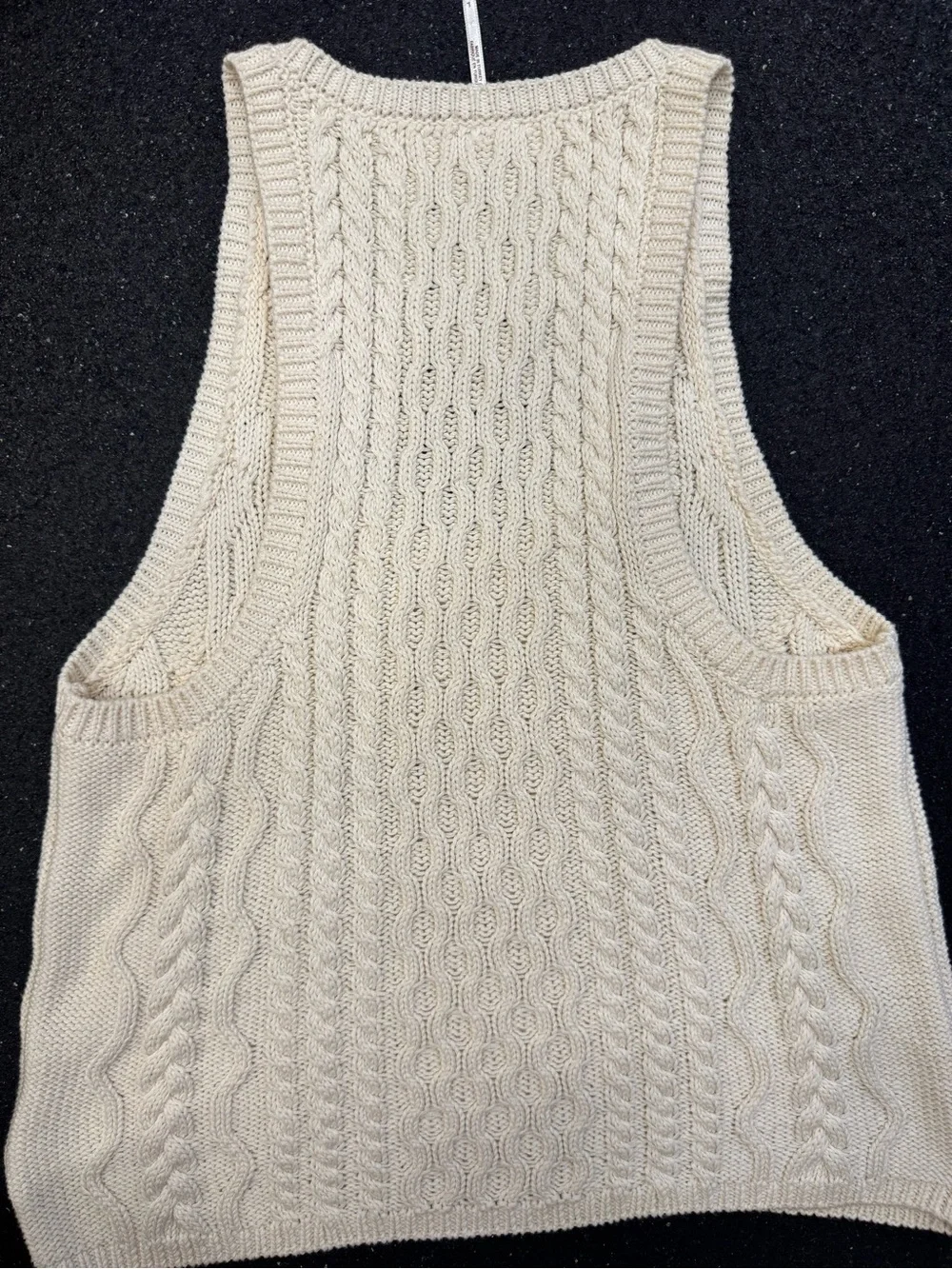 Free People High Tide Cable Tank Ivory L Granola Fall Layering Top Chunky Knit